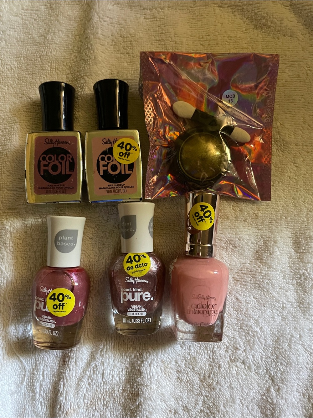 Sally Hansen Pink & Gold Nail Polish Set - Color Therapy and Color Foil